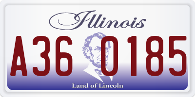 IL license plate A360185