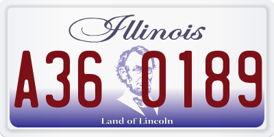 IL license plate A360189