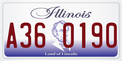IL license plate A360190