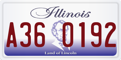 IL license plate A360192