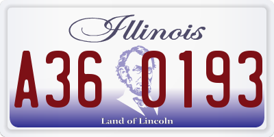 IL license plate A360193