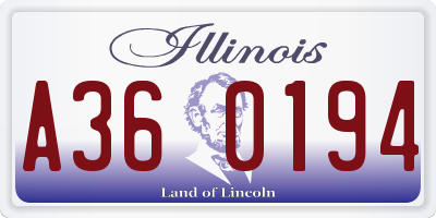 IL license plate A360194