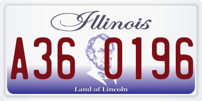 IL license plate A360196