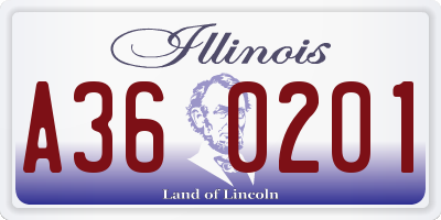 IL license plate A360201