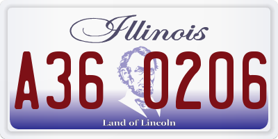 IL license plate A360206