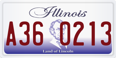 IL license plate A360213