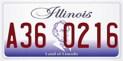 IL license plate A360216