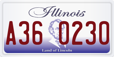 IL license plate A360230