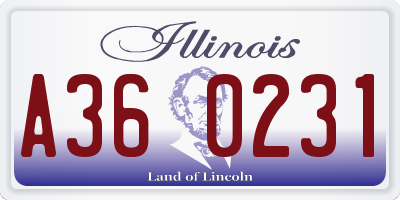 IL license plate A360231