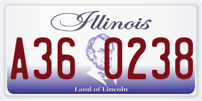 IL license plate A360238