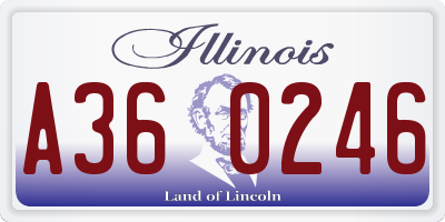 IL license plate A360246