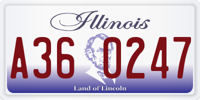 IL license plate A360247
