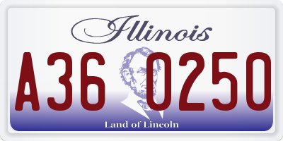 IL license plate A360250