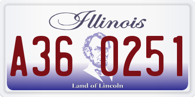 IL license plate A360251