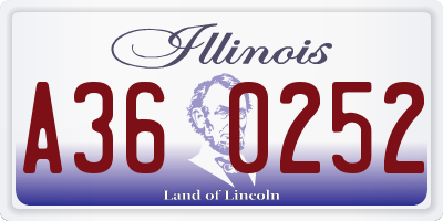 IL license plate A360252