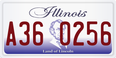 IL license plate A360256