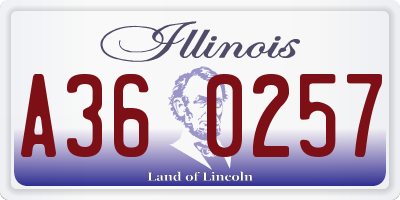 IL license plate A360257