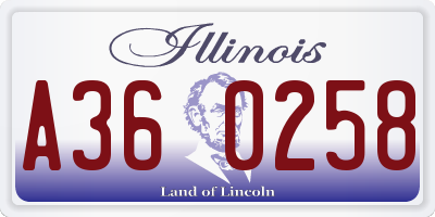 IL license plate A360258