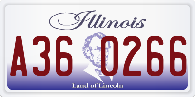 IL license plate A360266