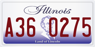 IL license plate A360275