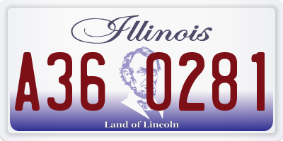 IL license plate A360281
