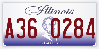 IL license plate A360284