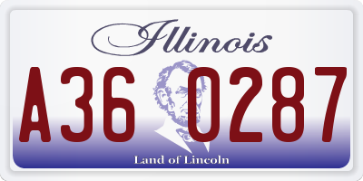 IL license plate A360287