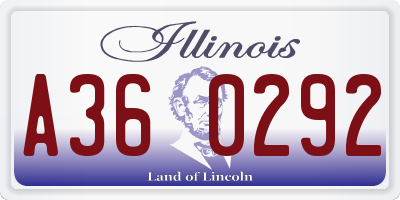 IL license plate A360292