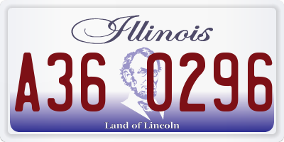 IL license plate A360296