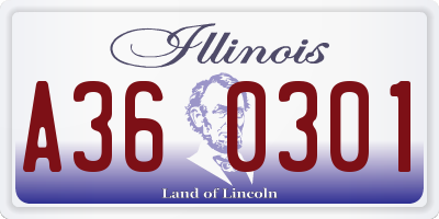 IL license plate A360301