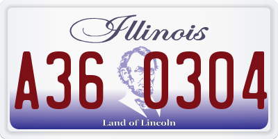 IL license plate A360304