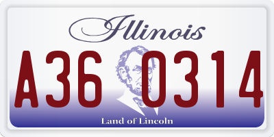 IL license plate A360314