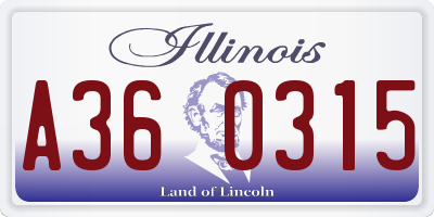 IL license plate A360315