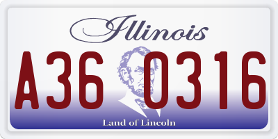 IL license plate A360316