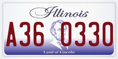 IL license plate A360330