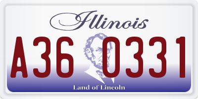 IL license plate A360331