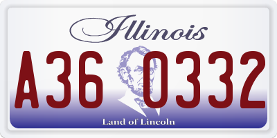 IL license plate A360332