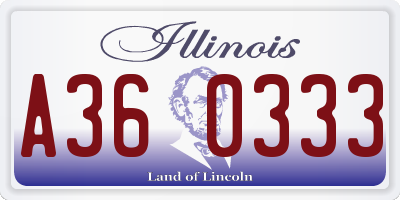 IL license plate A360333