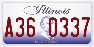 IL license plate A360337