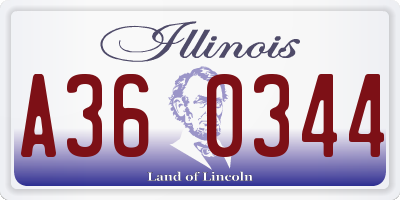 IL license plate A360344