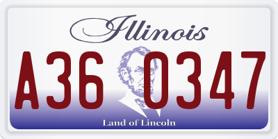 IL license plate A360347