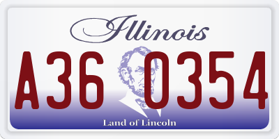 IL license plate A360354