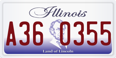 IL license plate A360355