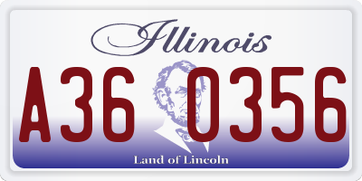 IL license plate A360356