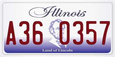 IL license plate A360357