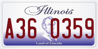 IL license plate A360359