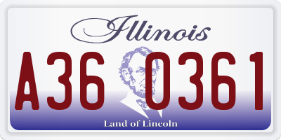 IL license plate A360361