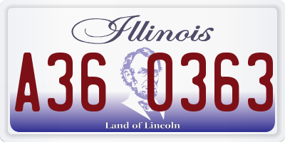 IL license plate A360363