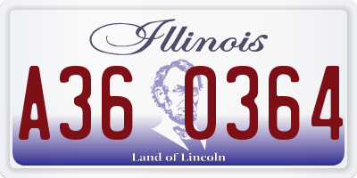 IL license plate A360364