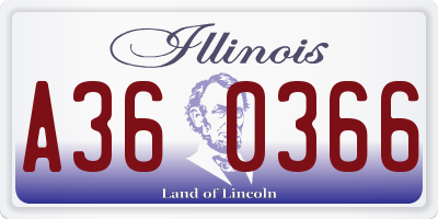 IL license plate A360366